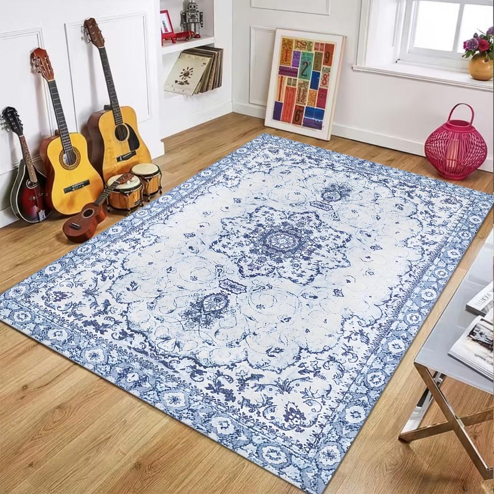 Living Room Bedroom Rug Vintage Floral Pattern Non Slip Machine Washable Thick Carpet Home Decor  Carpets for Living Room Rug