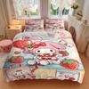 3pcs Strawberry My Melody Bedding Set, Including 1 Quilt Cover and 2 Pillow Shams, Without Filling, Soft and Comfortable Home Bedroom W101