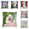 Pink Convertible Pillowcase White Poodle Home Decor Dog Lover Sofa Cushion Cover Living Room Bedroom