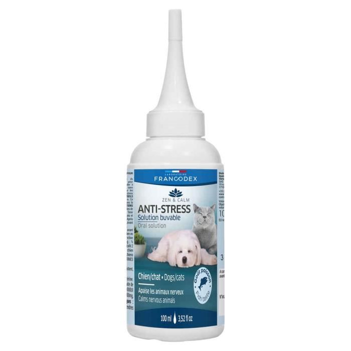 Solution Buvable Anti-stress - Francodex - 100ml - Pour Chien Et Chat - Ingrédients Naturels