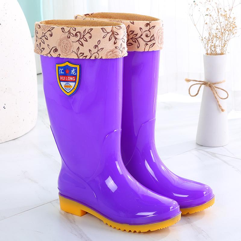 High tube rain shoes water shoes women's adult long tube water boots wear rain boots women's fashion waterproof and non-slip rubber shoes summer