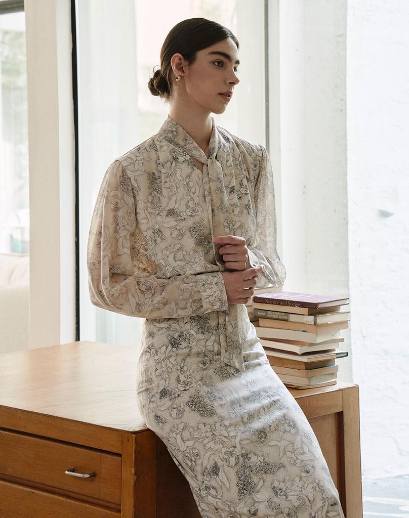GIEMAR Flower Tie Blouse