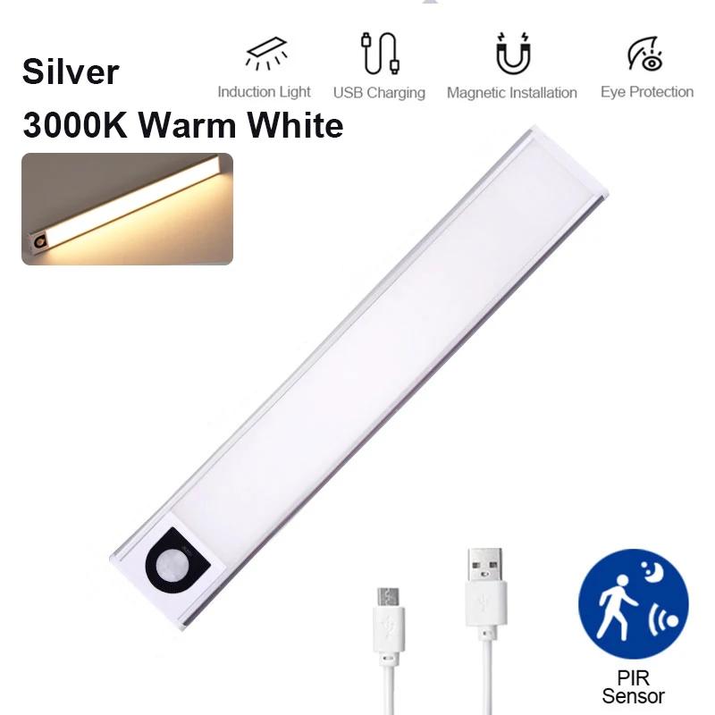 Ultra-thin LED Cabinet Light USB Rechargeable Motion Sensor Light 3 Colors Dimmable Wardrobe Closet Kitchen Lighting Night Lamp