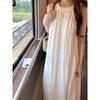 Summer Girl A Line Dress With 3d Pattern Polyester Sleeveless Tie Neck For Casual Wear