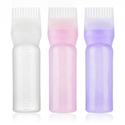 120ml Vícebarevná Plastová Plnitelná Láhev s Aplikátorem Hřebenem pro Dávkování Salonní Barvení Vlasů Kadeřnický Stylingový Nástroj