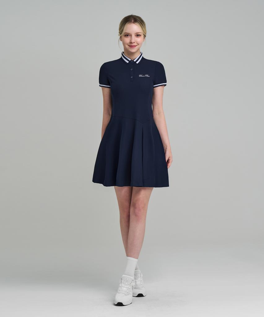 DOWNBLOW Women'S Golf Wear Collared Short Sleeve Flare Dress Db9000W