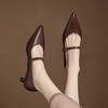 Krazing Pot Sheepskin Autumn Winter Shoes Thin Med Heels Size 43 Size 42 Pointed Toe Buckle Straps Shallow Pumps