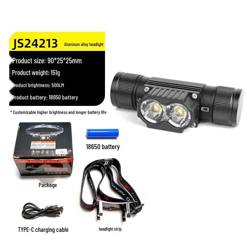 Dual-Light LED Laser Cannon Rechargeable Headlamp - Super Bright, Long Battery Life, Ideal for Night Fishing