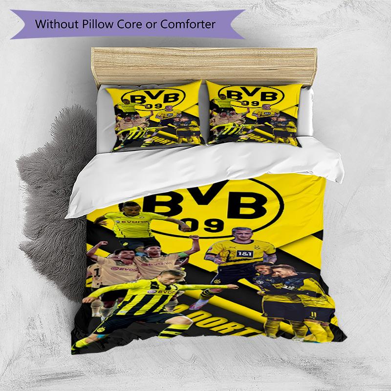 3pcs Duvet Cover Set (1*Duvet Cover + 2*Pillowcase, Without Core), Borussia Dortmund Print Bedding Set, Bedroom Decor, All‑Season, Birthday Gift