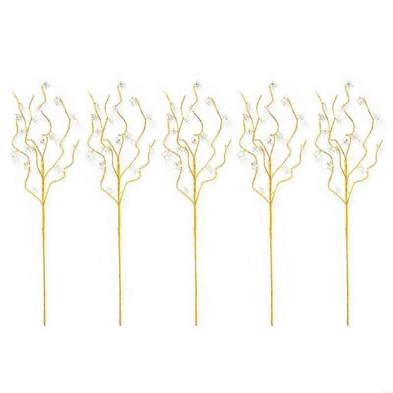 Set Of 5 Artificial Plant Branch for Christmas Tree Flower Bouquet Decoration Accessories Holiday Decorating Supplies X3UC