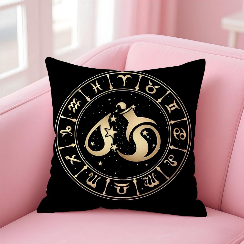 Luxury Twelve Constellation Cushion Cover Home & Car Multi-Scene Pillow Cover - Reversible, Soft & Durable for Daily Use