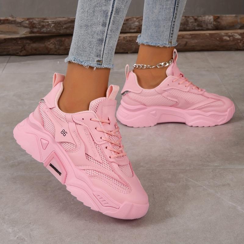 2025 Candy Color Mesh Pop Shoes Women's Thick Bottom Casual Sneakers Hundred Soft Bottom Breathable Running Shoes