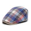 New Flat Top Newsboy Caps Adjustable Plaid Pattern Peaked Cap Cotton Hip Hop Style Painter Beret Hats Four Seasons Wear