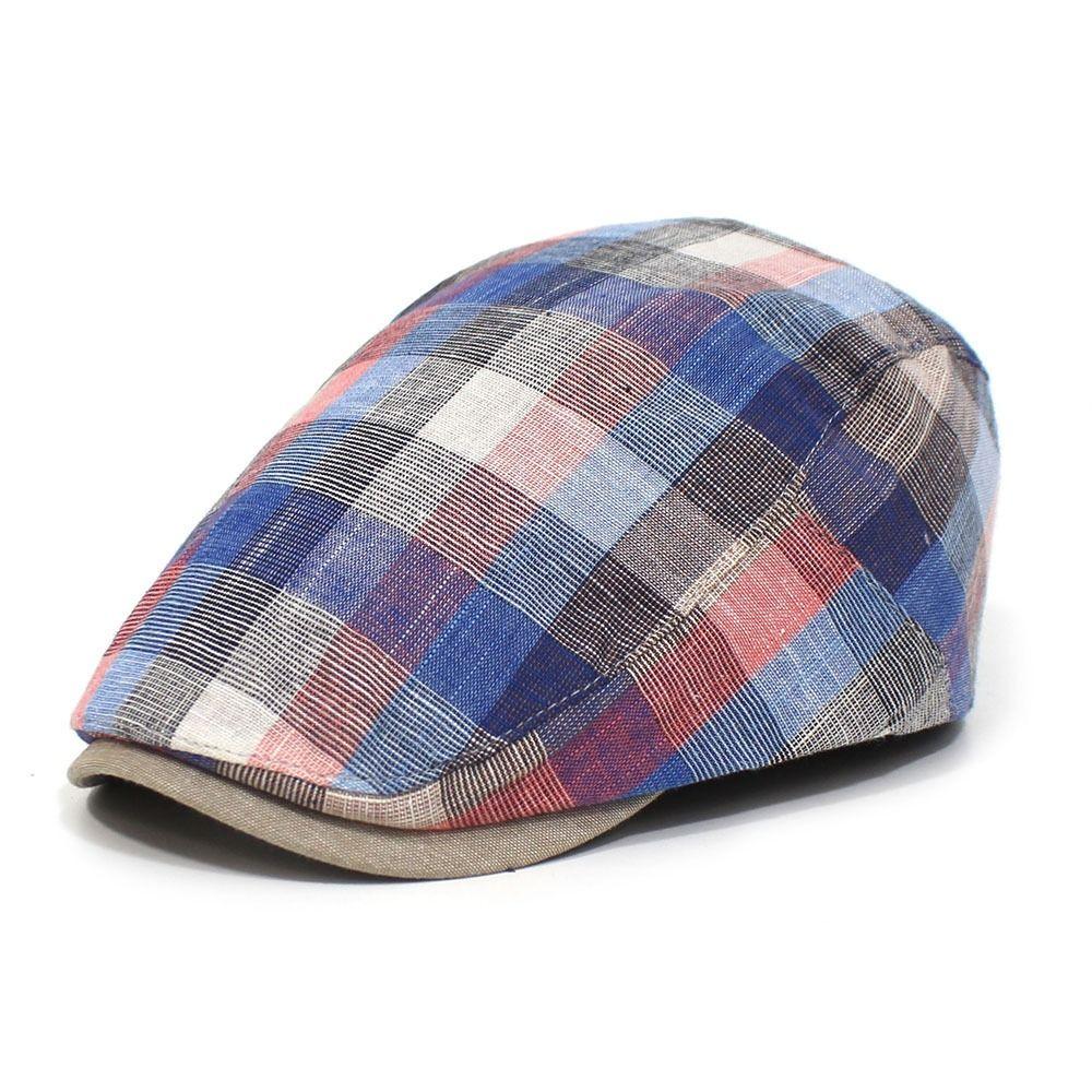 New Flat Top Newsboy Caps Adjustable Plaid Pattern Peaked Cap Cotton Hip Hop Style Painter Beret Hats Four Seasons Wear