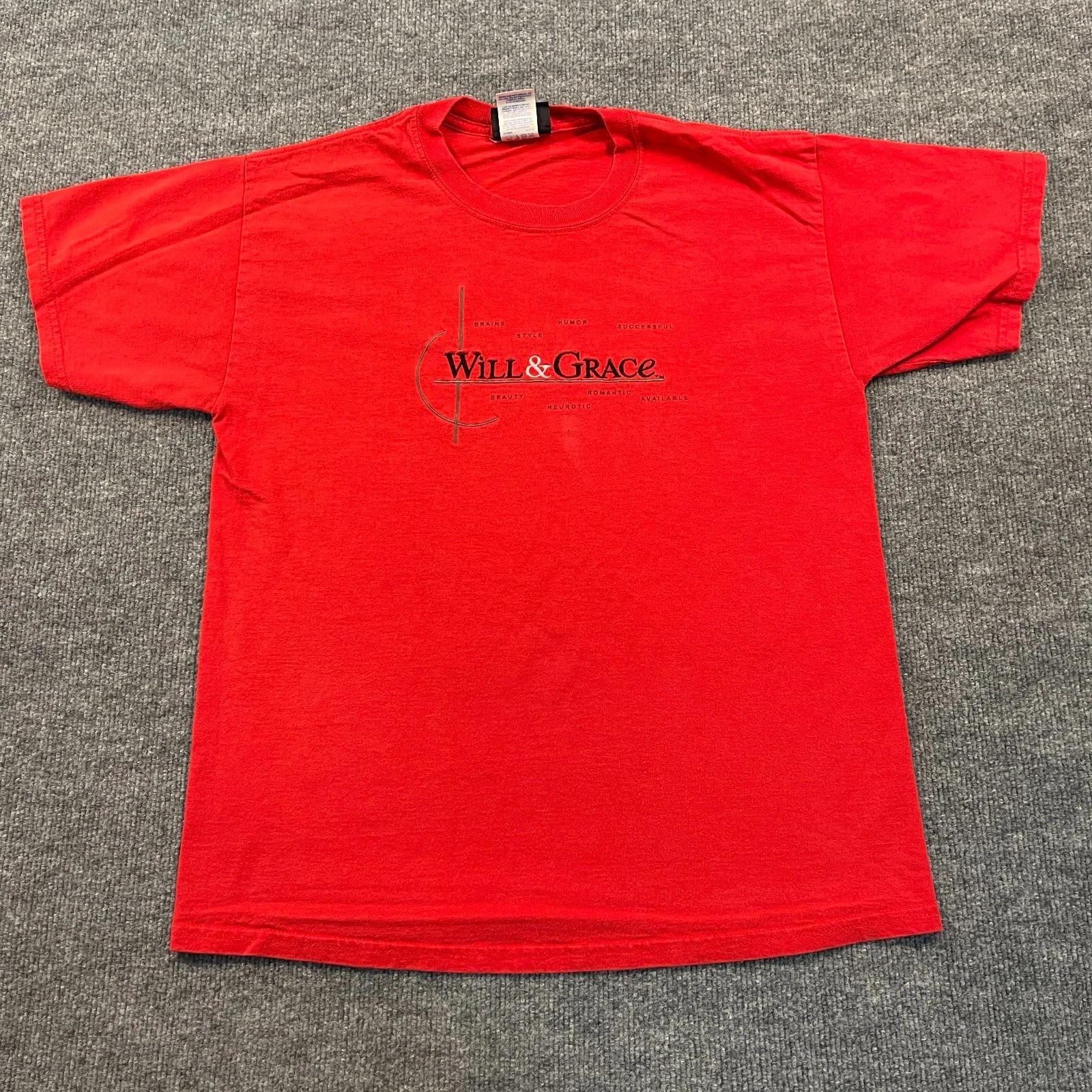 

Винтажная футболка NBC Will & Grace из 2000-х, Сериал, Размер L, 21x27, Красная 3XL