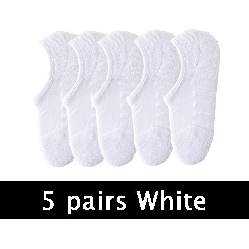 

5 пар/лот Мужские носки-лодочки с махровой подошвой Спортивные Потоотводящие Дышащие Силиконовые Противоскользящие Невидимые Носки Весна Лето Новая Мода 35-38