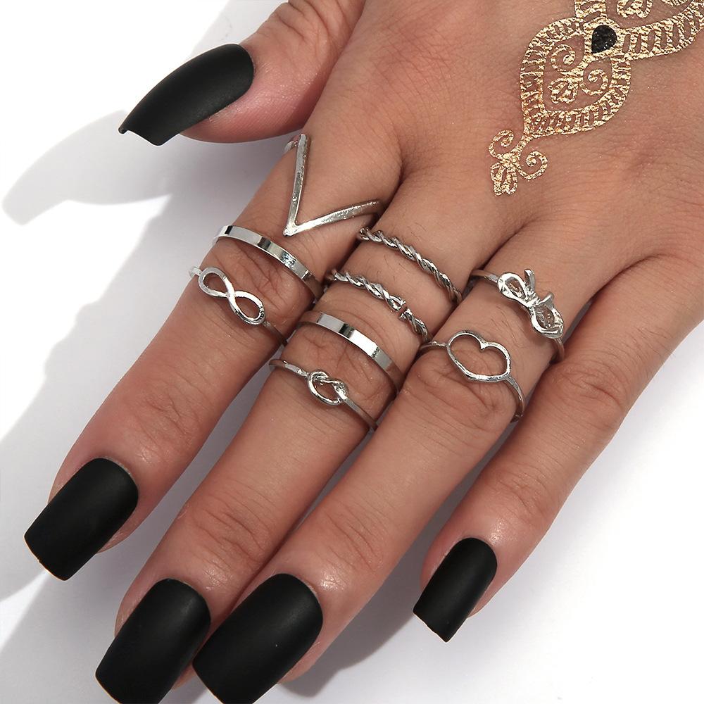 

Модное женское кольцо New Love, 8-значное открытое кольцо с французским бантом, 9 предметов, ювелирные изделия