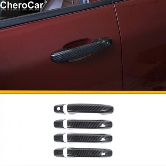 8x Exterior Door Handle Cover Trim Carbon Fiber For Chevy Silverado GMC Sierra