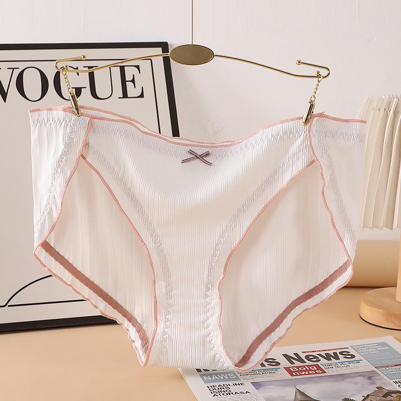 

Butterfly Knot Pure Cotton Oversized Panties Thread Sexy Seamless Waist Waist Bag Hip Triangle Women’s Panties L білий