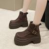 Designer Hohe Plateau Stiefeletten Damen Wildleder Lederschuhe Damen Herbst Winter Schneestiefel Trend Gehen Botas Mujer 9,5CM