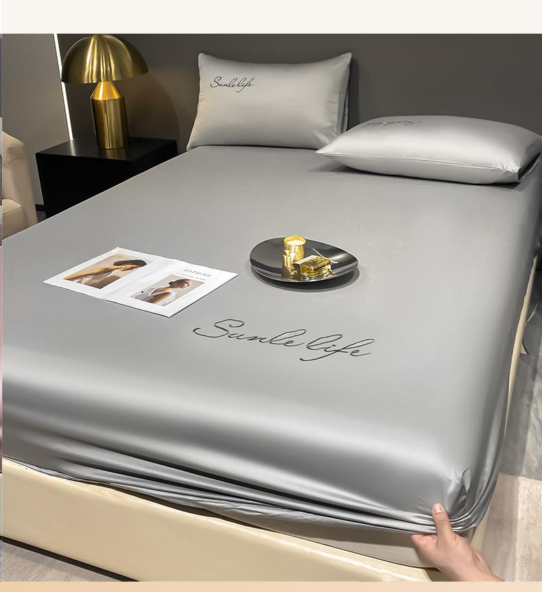 Yongyouwan A-class Ice Silk Bed Sheet Antibacterial Single piece Summer Simmons Mattress Seat Protective Set Three piece Set