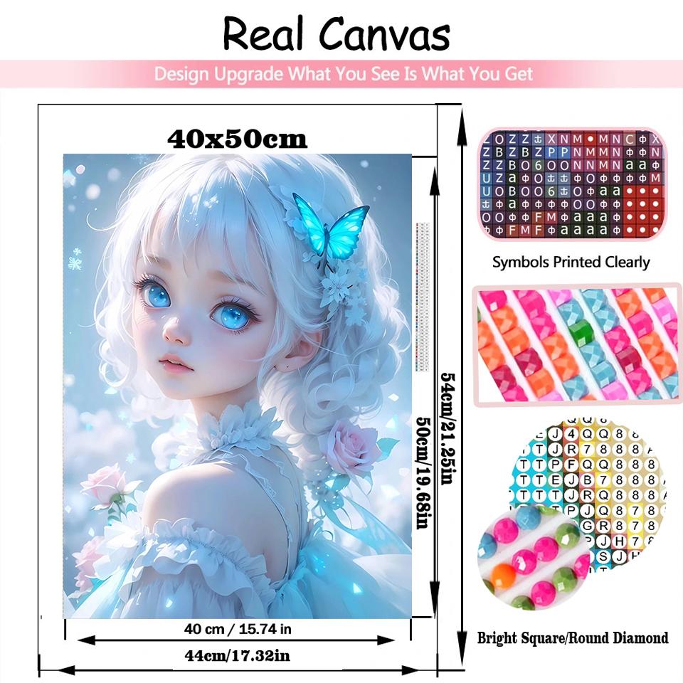 5D DIY Full Round Square Diamond Painting Cartoon Butterfly Girl Set Mosaic Home Decoration Art Craft Home Decoration Gift