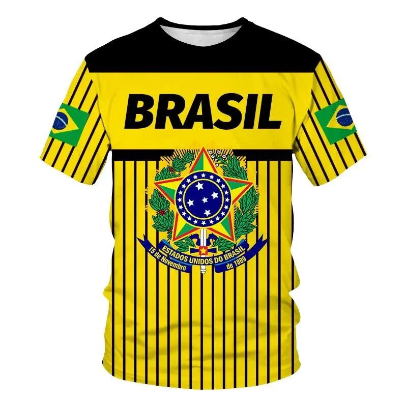 Brazilian Flag Men's Graphic T-shirt Clothing 3D Printing Brazilian Football T-shirt Football Club T-shirt