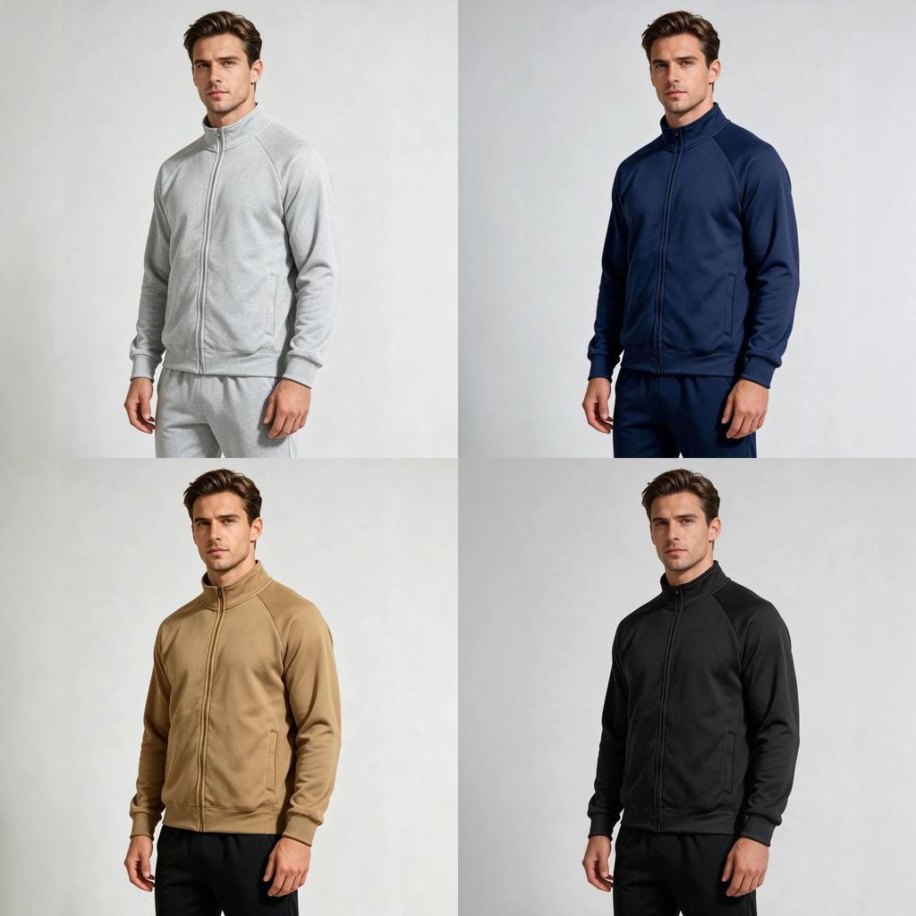 Mens Spring Hoodie With Stand Collar And Zipper Closure For Casual Athletic Wear