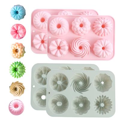 6-Cavity Silicone Fluted Tube Cake Pan Non-stick Mini Donut Mold Heat Resistant Muffin Cupcake Jelly Baking Tray Bakery Utensils