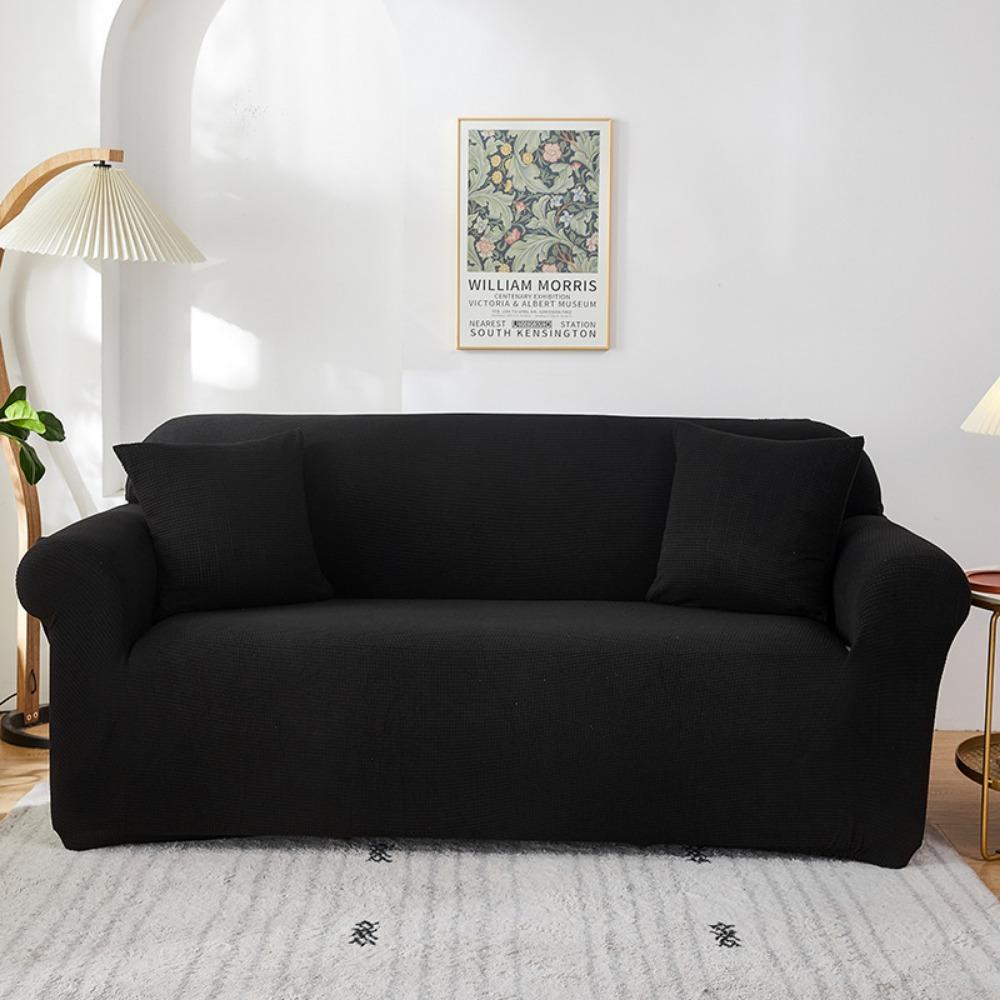 Soft Fleece Sofa Cover Full Elastic Knitted Corn Grain Pure Color Seat Cushion Cover