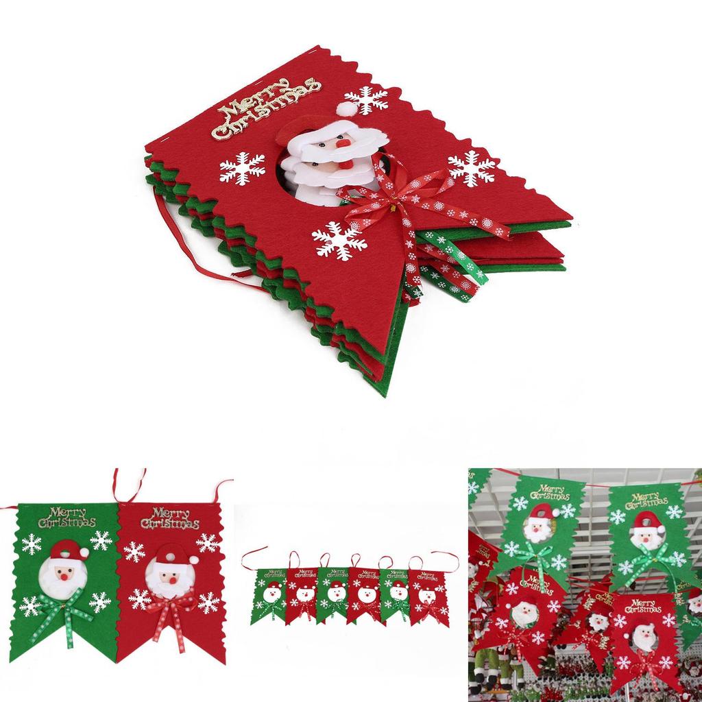 Christmas Celebration Santa Claus Pattern Banner Set With Nonwoven Fabric For Festive Wall Decor