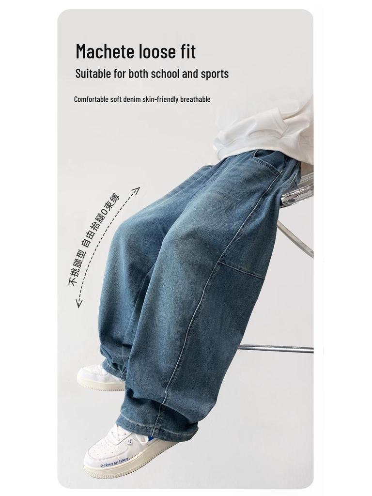 Boys' Street Style Jeans: 2025 New Spring/Autumn Straight Leg Pants for Kids