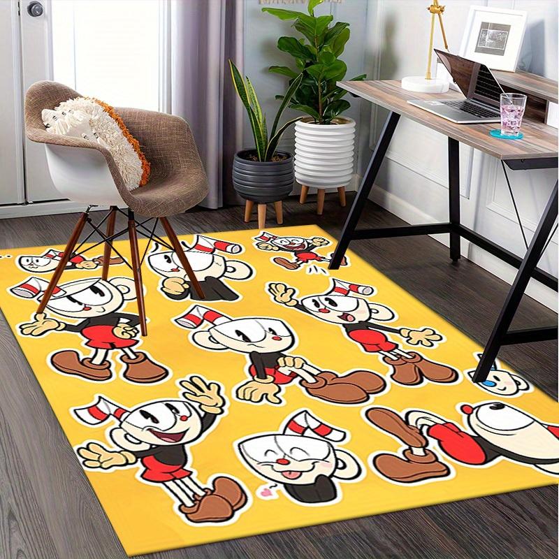 1ks Cuphead, Mugman, Kancelářský koberec ve stylu art, Měkký polyester, Protiskluzový, Lze prát v pračce, Koberce do interiéru Li