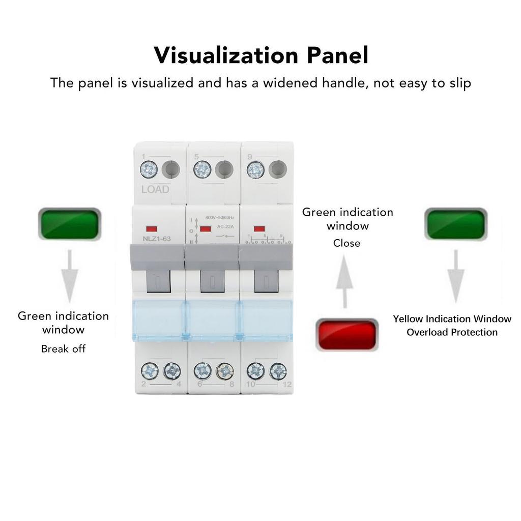 Dual Power Manual Transfer Switch DIN Rail Mount 3P Interlock Circuit Breaker Isolating Switch 400VAC 63A 3P
