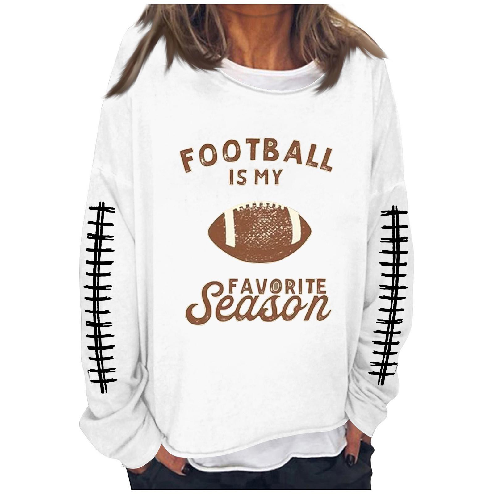 

Женская футбольная толстовка Game Day, милый забавный воскресный повседневный пуловер с длинными рукавами и круглым вырезом, топ XL белый