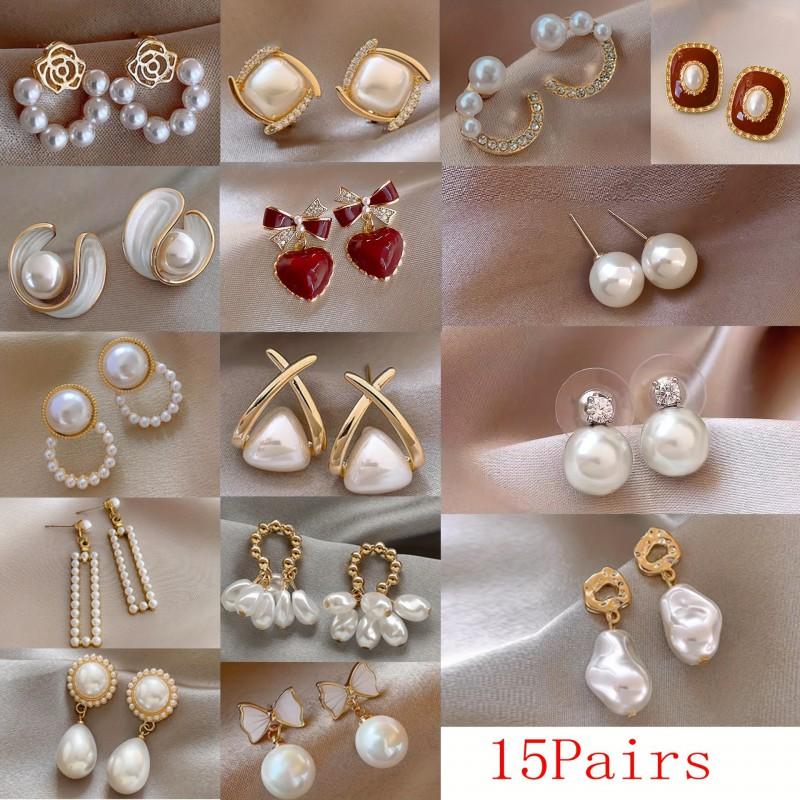 Minimalist Pearl Stud Earrings Women 2026 Fashion Geometric Design Stainless Steel Hypoallergenic