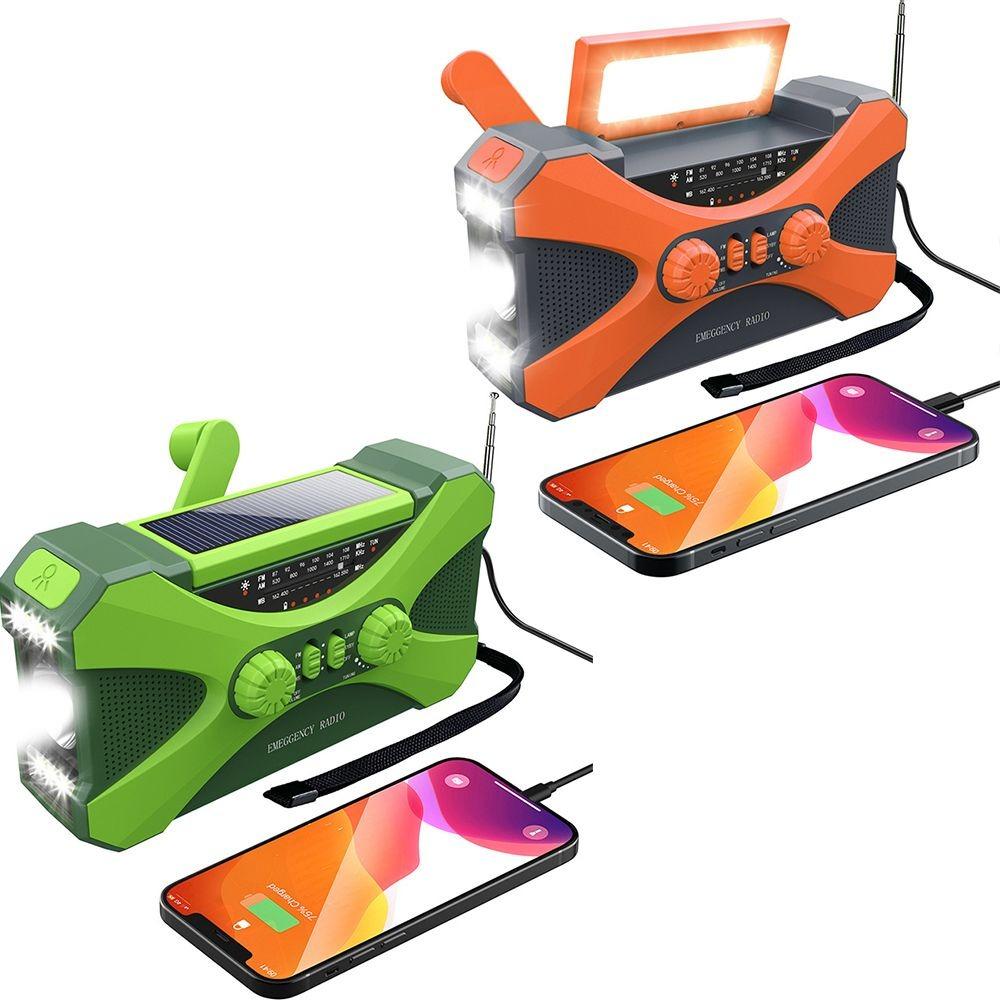 

10000mAh Emergency Solar Radio Multifunctional Rechargeable Weather Radio Survival Tool помаранчевий