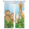 Wild Animals In Forest Sheer Curtains For Living Room Kids Bedroom Tulle Curtains Kitchen Window Treatment Drapes