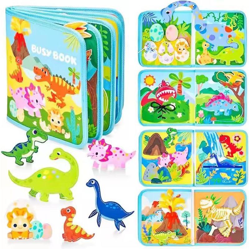 

Kids Tear-Proof Farm Animal Busy Felt Book Toys Early Education Pop-up Book Enlightenment Baby Cloth Book Dinosaur Age Busy Book