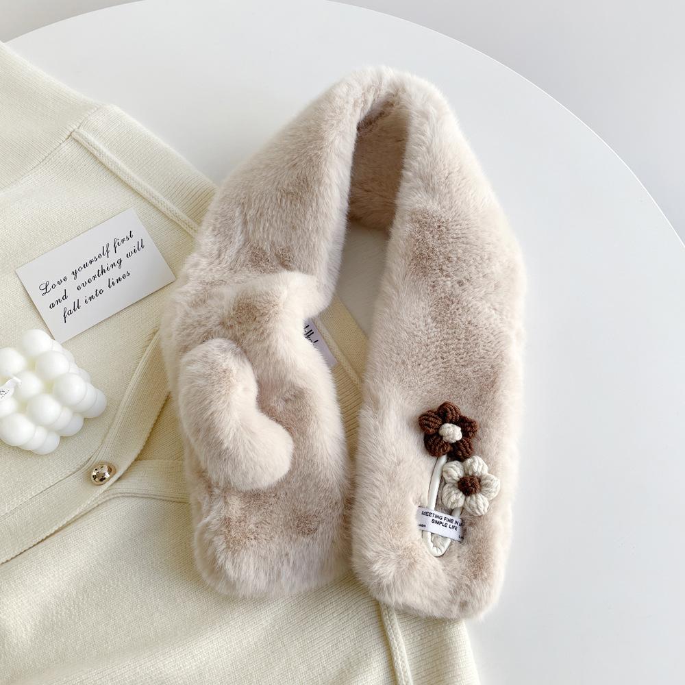 Winter thickened warm imitation rabbit fur fake collar scarf, warm fluffy scarf