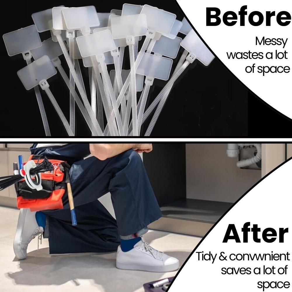 Portable Cable Tie Organizer Plastic Zip Tie Fluorescent Storage Holder Tools Reusable Cable Strap Organizer Wiring Accessories