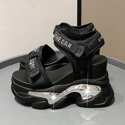 Mode 10CM Klobige Plateausandalen Damen Neu Sommer Bling High Heels Sandalen Frau Strand Lässige Pantoletten Dicke Sohle Sandalias Mujer