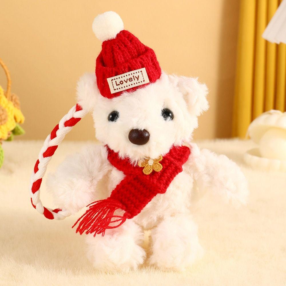 Scarf Stuffed Bear Pendant PP Cotton Bag Decoration Bib Bear Plush Key Chain  Kindergarten Gifts