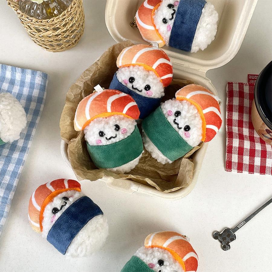 Japanese Salmon Sushi Plush Pendant Cute Doll Children's Student Backpack Accessories Keychain Mini Doll