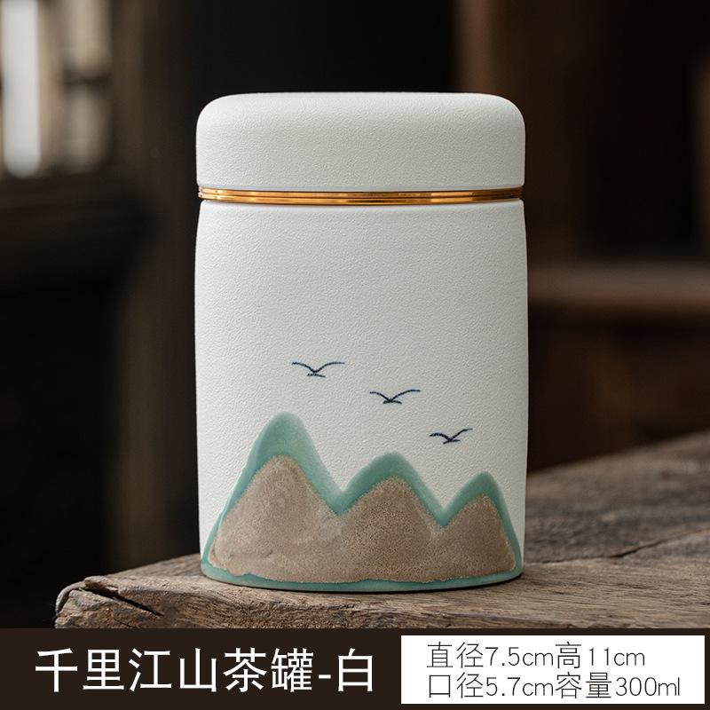 Portable Black Pottery Tea Canister Travel Set Ceramic Kungfu Tea Storage Jar Gift Container Home Office