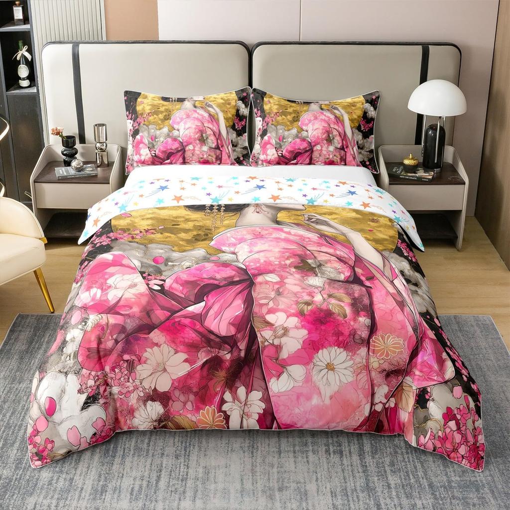 Comforter Japanese Ukiyoe Theme Queen King Size Printed Bedding Set Kids Bedroom Decor Japanese Style 3 Pcs With 2 S