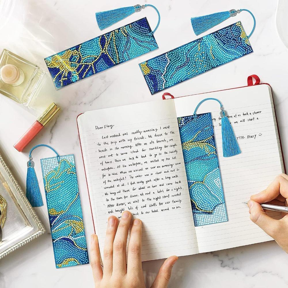 

4PCS Diamond Art Bookmarks Tassel Book Clips Gifts Diamond Painting