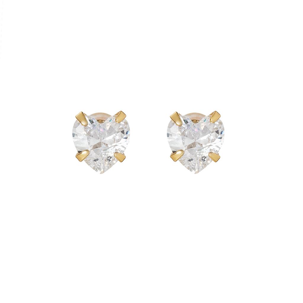1 Pair of Zircon Heart-shaped Copper Earrings Elegant and Versatile Women's Earrings
