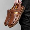 FashionGenuine Leather Men's Summer Shoes Hot Sale Male Sandals New Fashion Handmade Hollow Out Roma Flats Quick Dry Wading Aqua Shoes