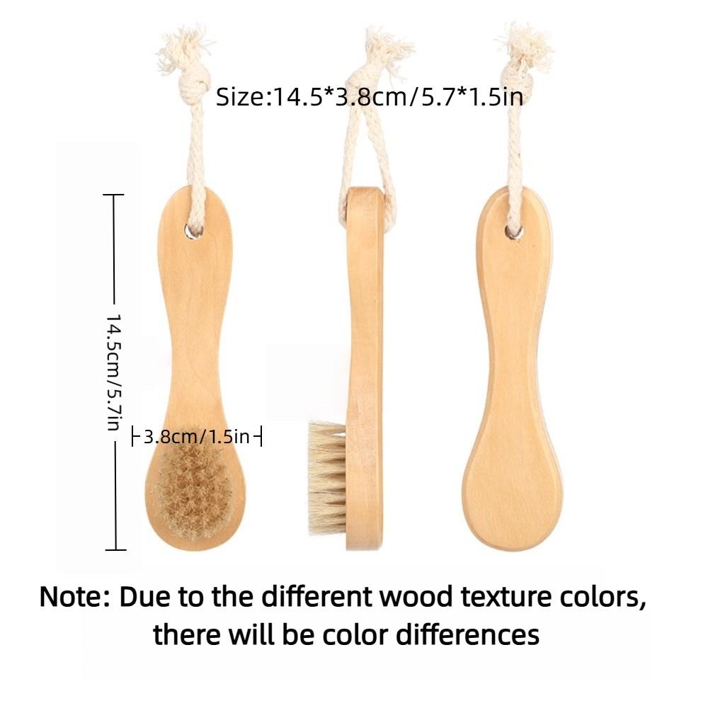 Natural 5.7" Cleansing Brush Dry Facial with Lanyard Bath Brush Smoothing Wooden Handle Exfoliating Brush Skin Care